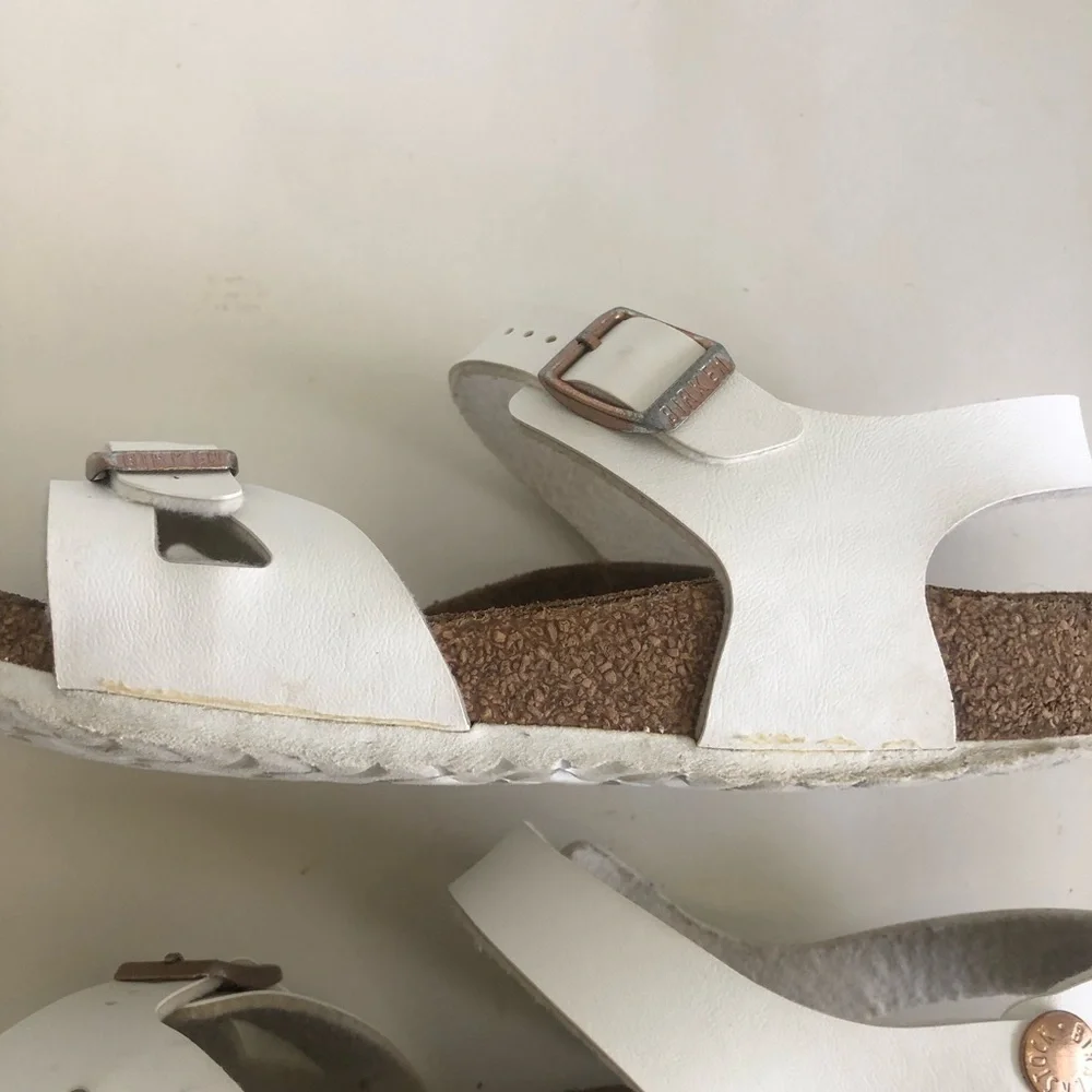 Birkenstock Girls Rio Birko-Flor  White Sandals Size 3-3.5/34